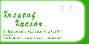 kristof kacsor business card